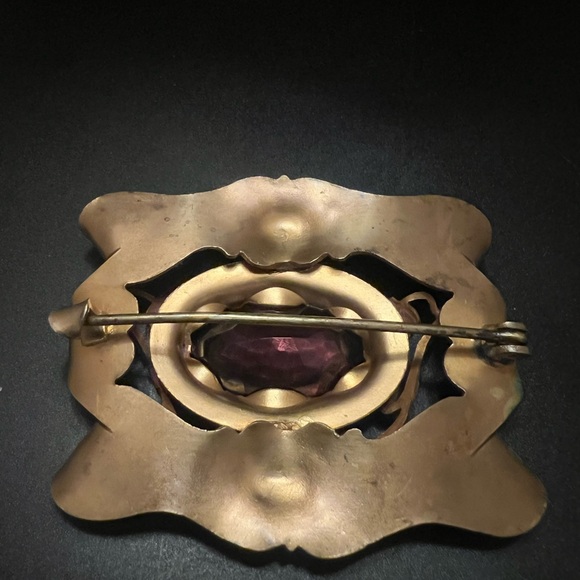 Victorian Art Nouveau Gold Gilded Snake Sash Pin Brooch - Picture 5 of 5